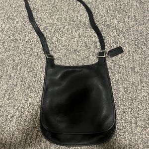 Coach Purse 9135 Legacy Slim Saddle Flap Crossbody Purse Black Leather Vintage